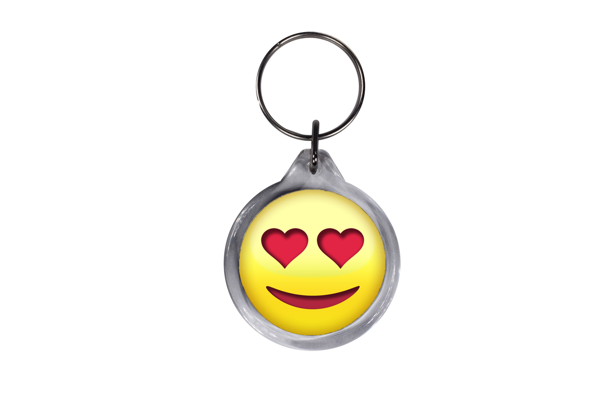 Herz mit günstig Kaufen-ResKey Schlüsselanhänger rund Emoji Emoticon Smiley Emojis beidseitig bedruckt Herzaugen. ResKey Schlüsselanhänger rund Emoji Emoticon Smiley Emojis beidseitig bedruckt Herzaugen <![CDATA[Runder Schlüsselanhänger mit beidseitigem Bil