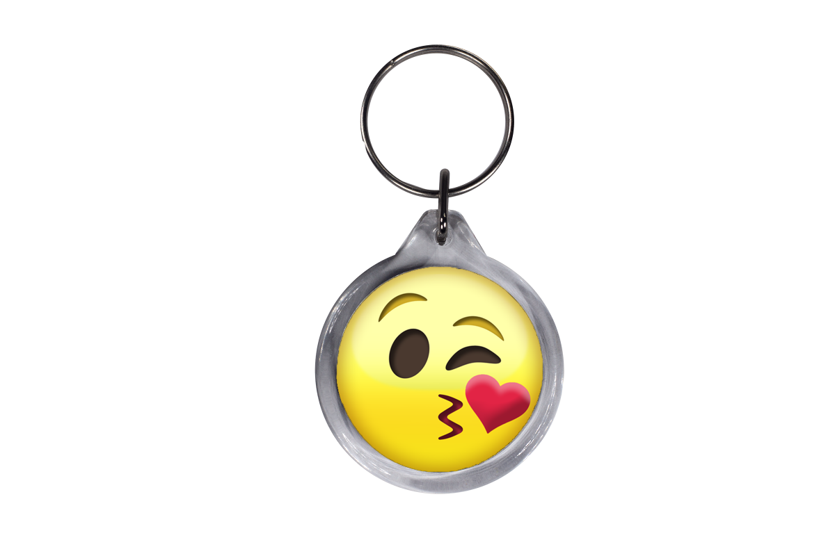 Druck Runde günstig Kaufen-ResKey Schlüsselanhänger rund Emoji Emoticon Smiley Emojis beidseitig bedruckt Kussmund. ResKey Schlüsselanhänger rund Emoji Emoticon Smiley Emojis beidseitig bedruckt Kussmund <![CDATA[Runder Schlüsselanhänger mit beidseitigem Bildm