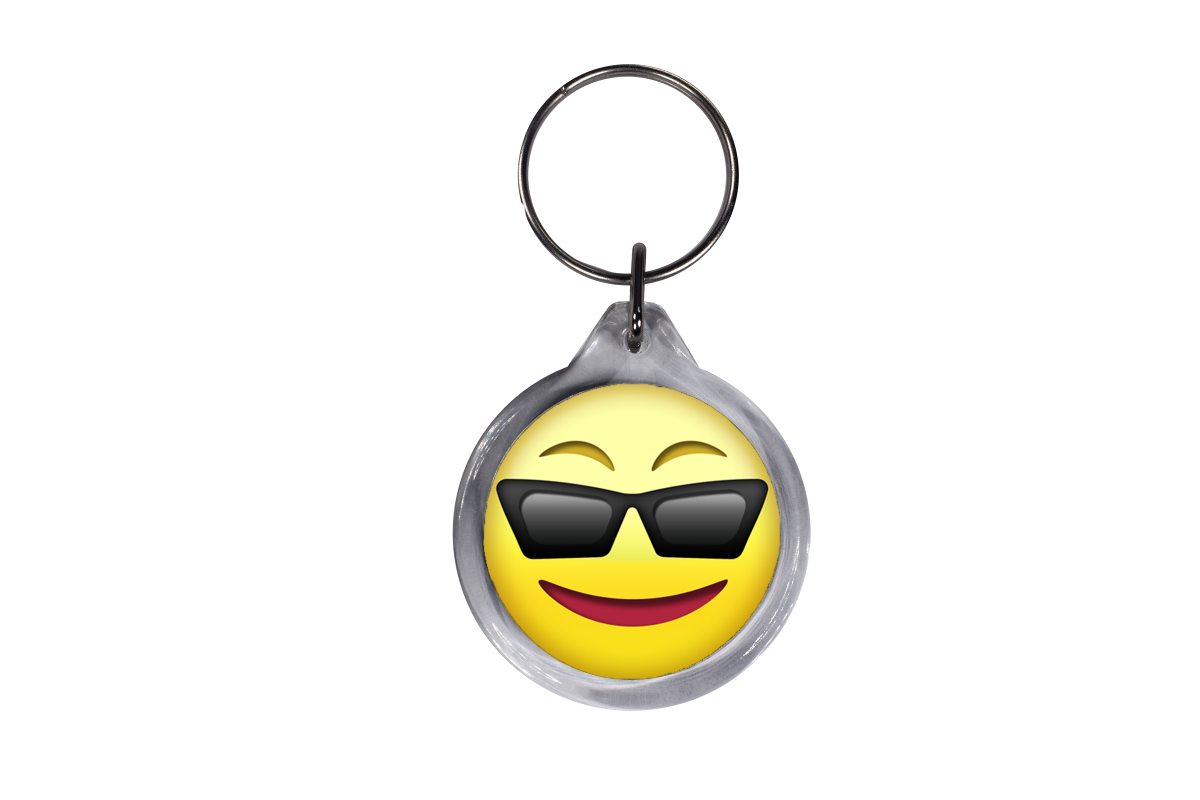 Brille mit günstig Kaufen-ResKey Schlüsselanhänger rund Emoji Emoticon Smiley Emojis beidseitig bedruckt Sonnenbrille. ResKey Schlüsselanhänger rund Emoji Emoticon Smiley Emojis beidseitig bedruckt Sonnenbrille <![CDATA[Runder Schlüsselanhänger mit beidseitig