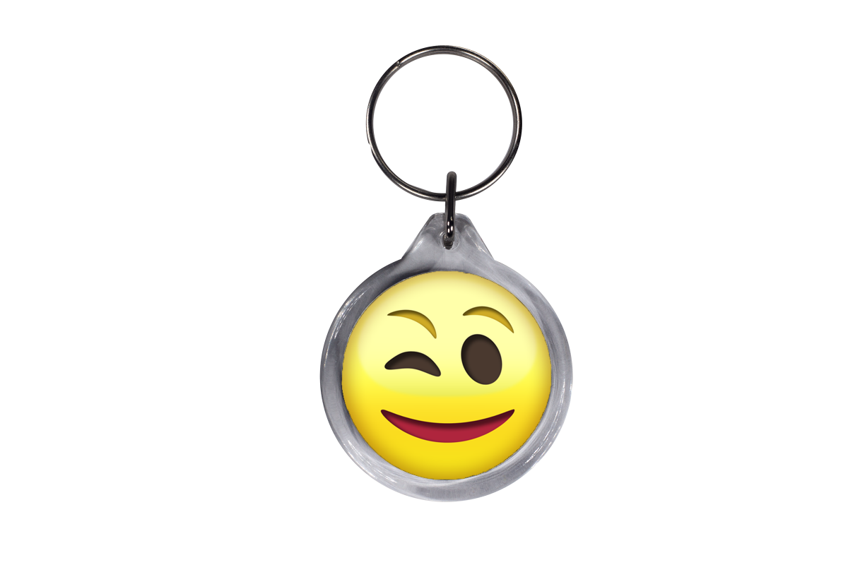 Sticker,Emoji günstig Kaufen-ResKey Schlüsselanhänger rund Emoji Emoticon Smiley Emojis beidseitig bedruckt Zwinker. ResKey Schlüsselanhänger rund Emoji Emoticon Smiley Emojis beidseitig bedruckt Zwinker <![CDATA[Runder Schlüsselanhänger mit beidseitigem Bildmot