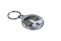 ResKey Schlüsselanhänger rund Katze Augen grün beidseitig bedruckt