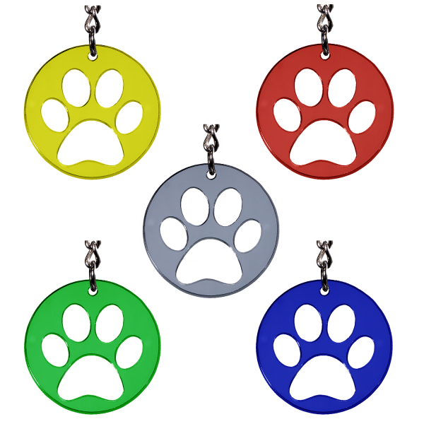 Hunde Schlüsselanhänger Pfote Hundepfote Transparent farbig Geschenkidee