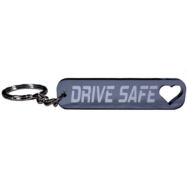 Drive safe Schlüsselanhänger mit Herz Schutzengel Auto farbig Grau