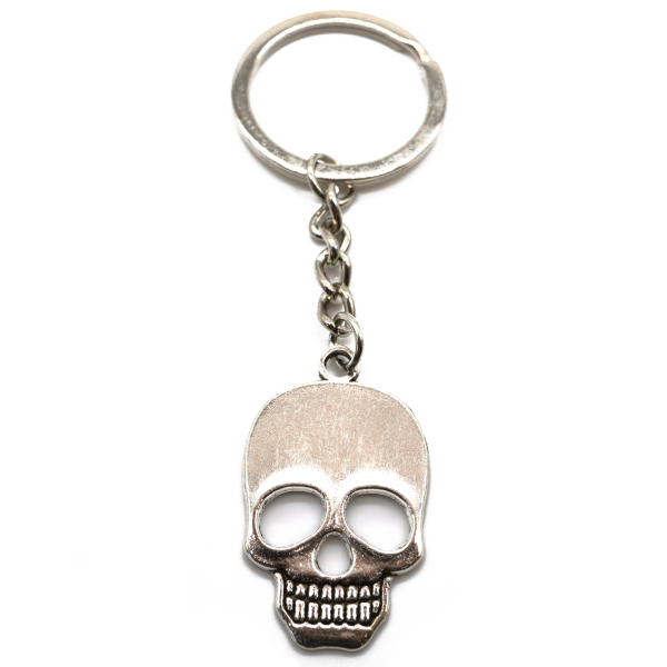 Totenkopf Schlüsselanhänger silber aus Metal Schädell Gothic Taschenanhänger 