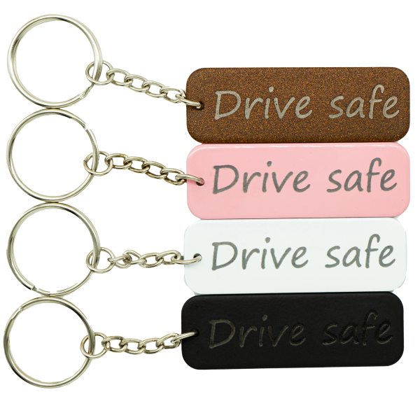 Drive safe Metall farbig Schlüsselanhänger Gravur Farbig